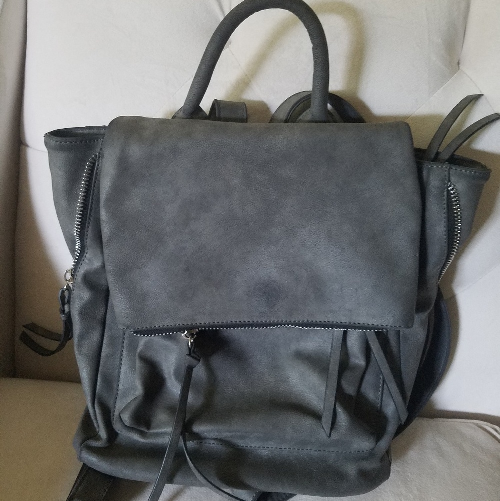 Phase 3 Angle Zip Faux Leather Backpack